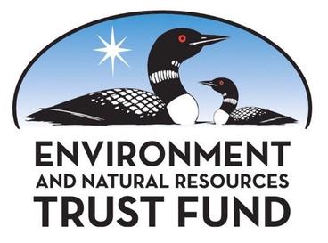 Logo: Environment and Natural Resources Trust Fund. Graphic of Two loons on blue backgroundand a bright star